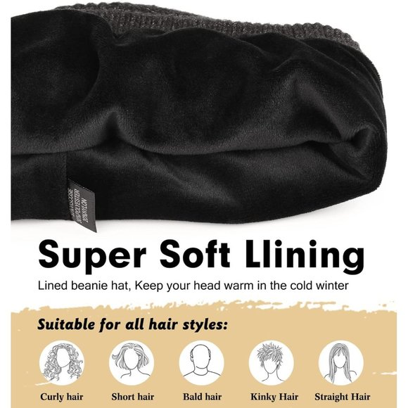 Winter Beanie Hats for Men Women  Fleece Lined Beanie Soft Stocking Cuffed cap main image 4